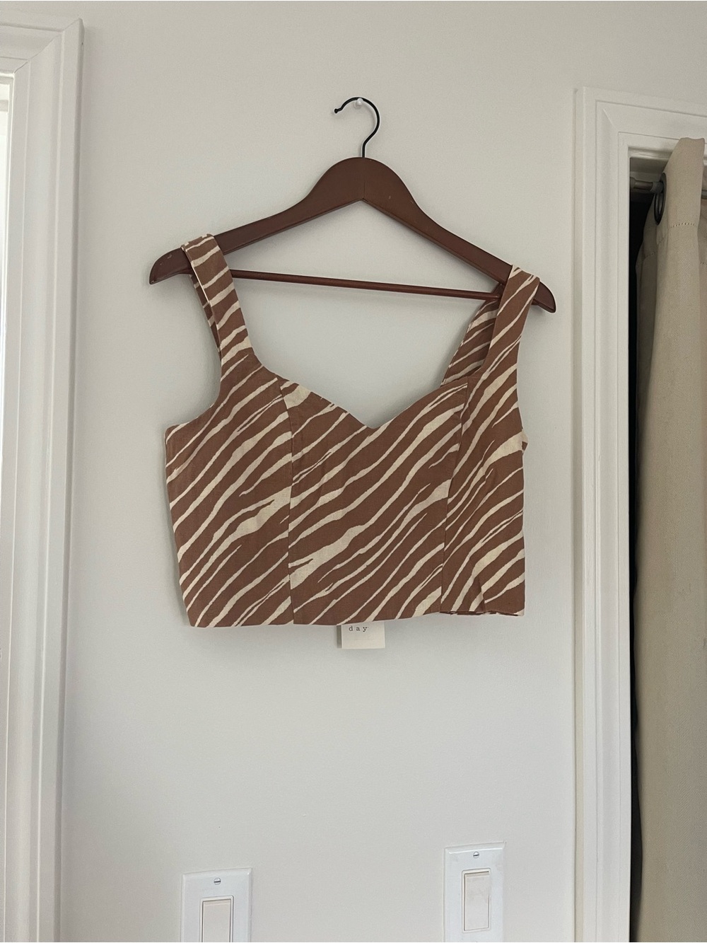 a new day Brown and Cream Zebra-Print Crop Top
